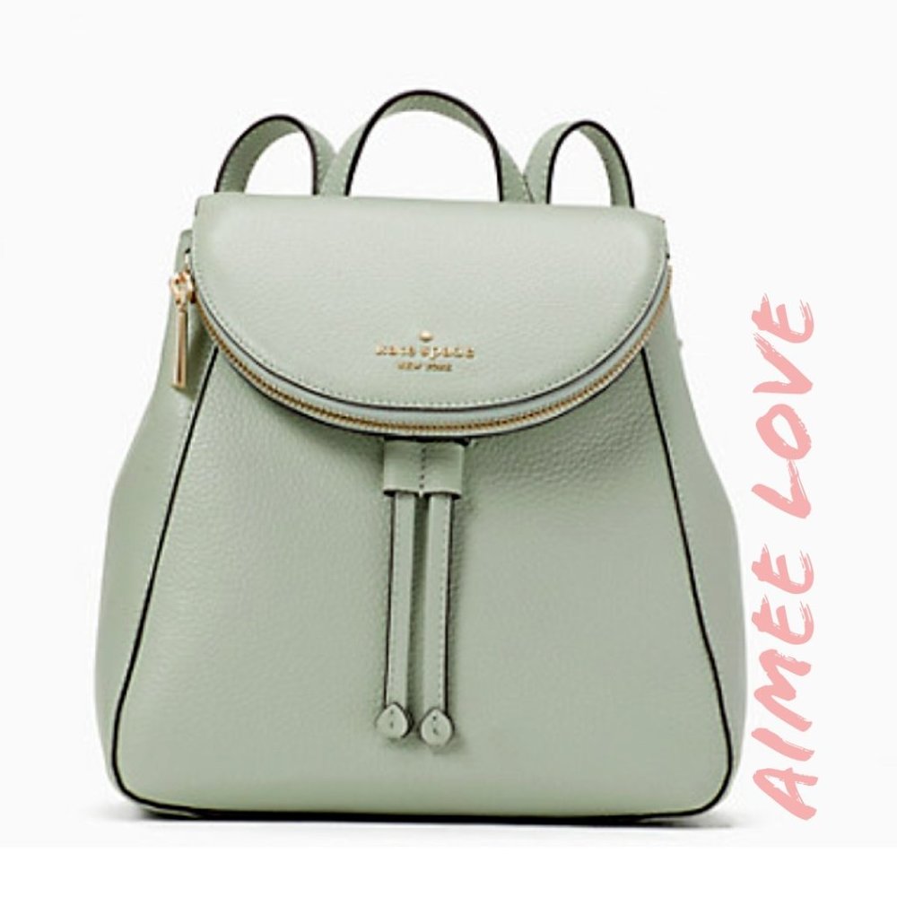 NWT Kate Spade Leila Medium Flap Backpack Pitaschio